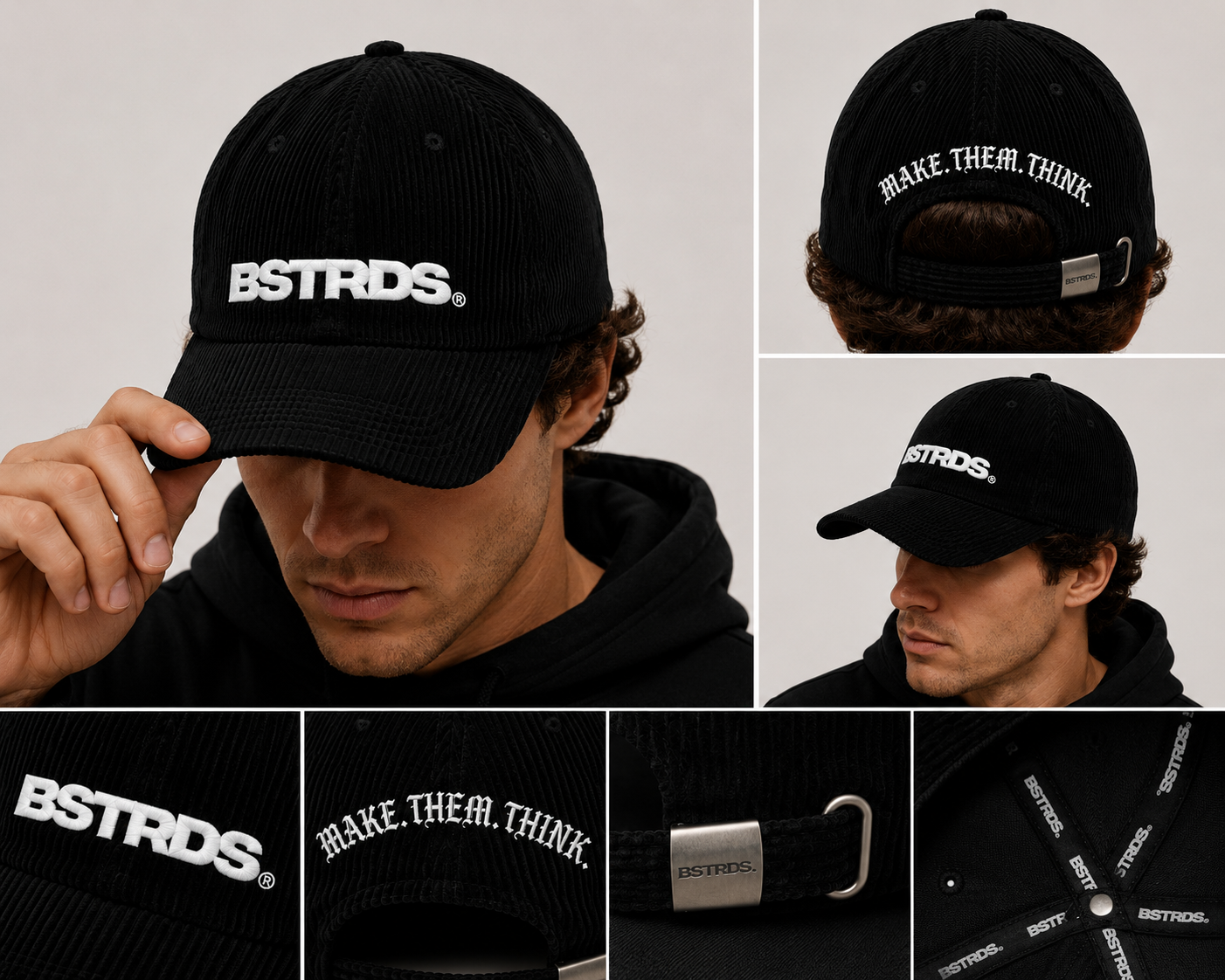 BSTRDS® corduroy cap — MAKE.THEM.THINK. embroidery