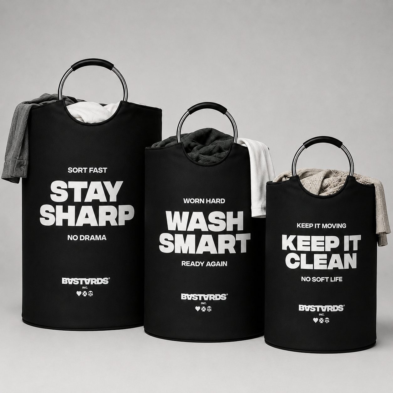 BASTARDS laundry bags — Stay Sharp, Wash Smart, Keep It Clean